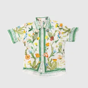 Cactus Flower Resort Shirt Upcycle