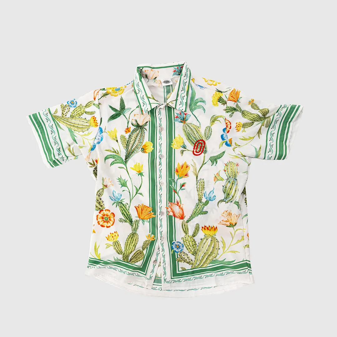 Cactus Flower Resort Shirt Upcycle