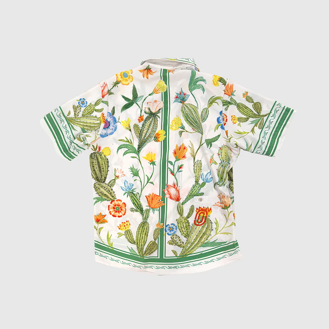 Cactus Flower Resort Shirt Upcycle