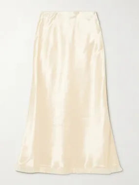 Castle frayed satin midi skirt