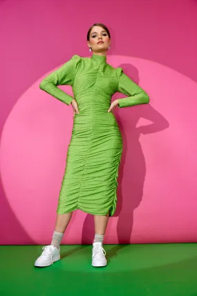 Cattia Wrinkle dress - Apple Green Glitter