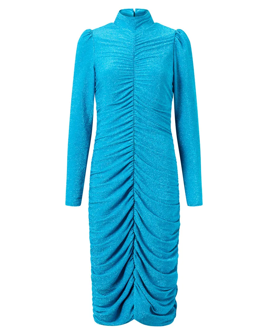 Cattia Wrinkle dress - Turquoise Glitter