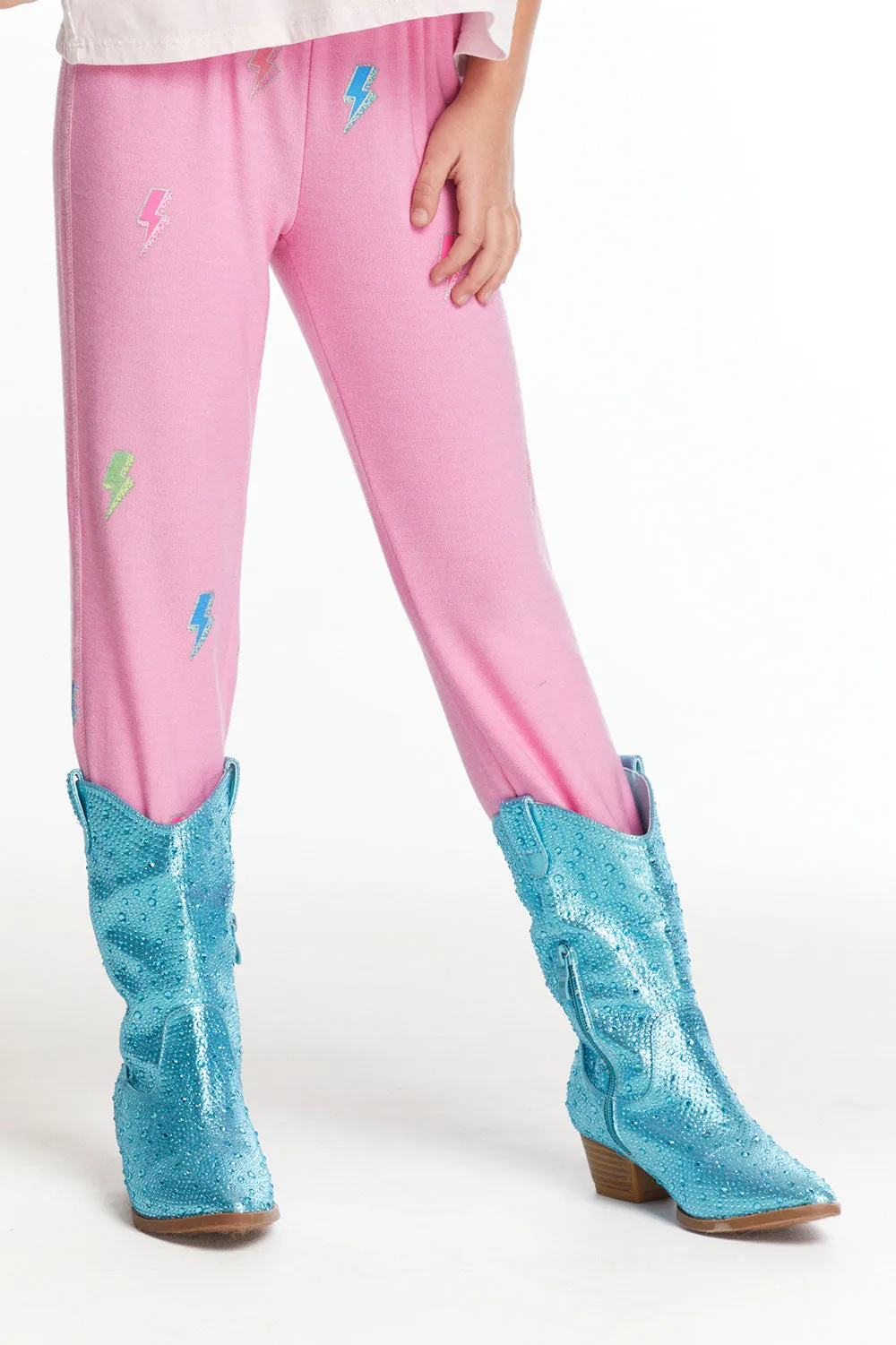 Chaser Glitter Bolts Girls Pant