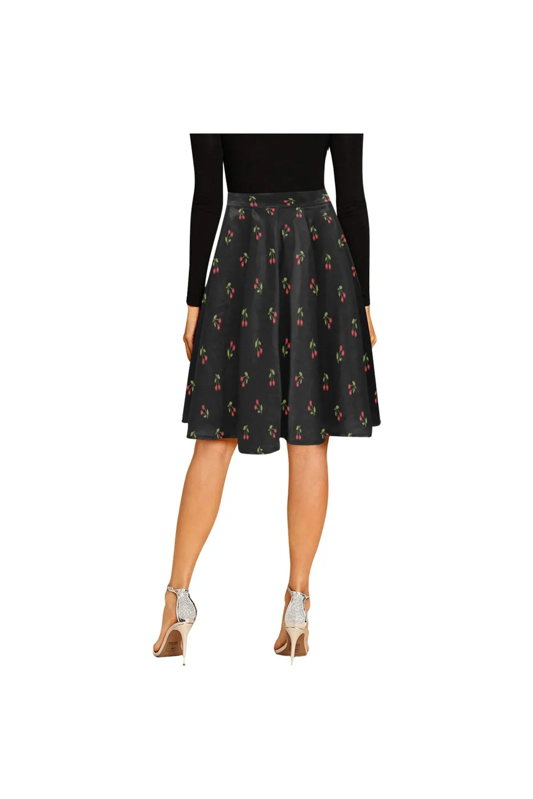 Cherry Chic Pleated Midi Skirt (Model D15)