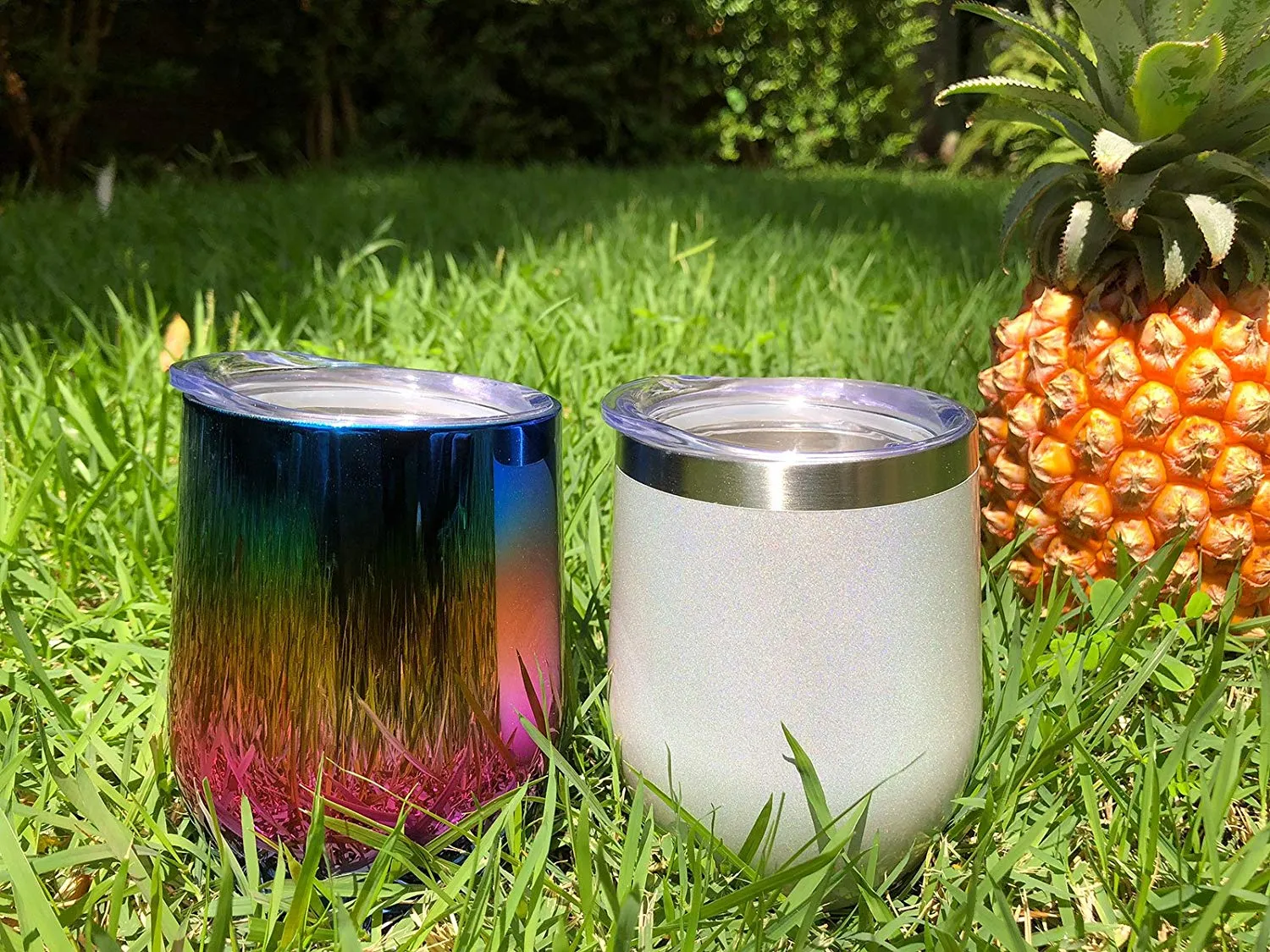 CHILLOUT LIFE 12 oz Stainless Steel Wine Tumbler 2 Pack for Coffee, Wine, Cocktails, Ice Cream