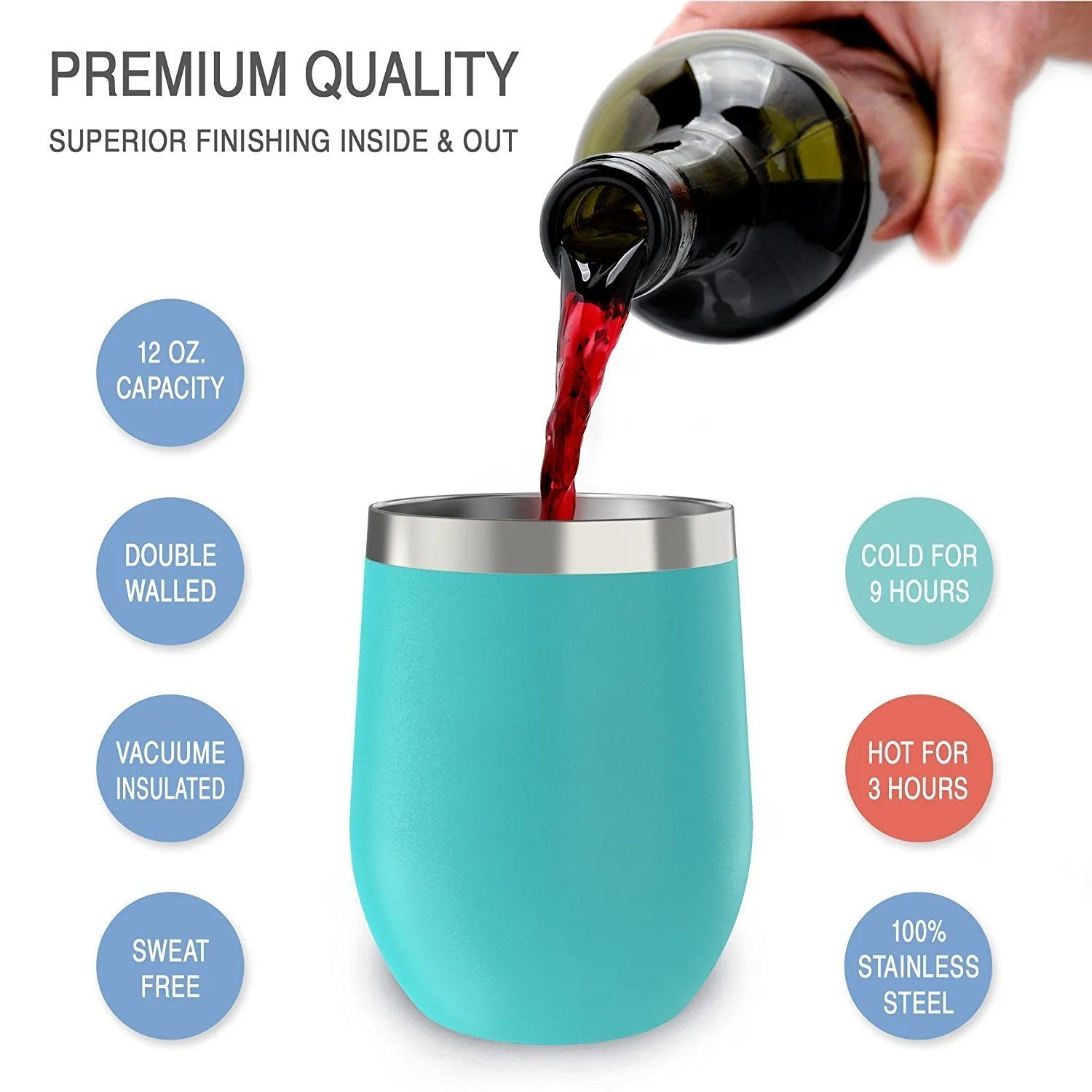 CHILLOUT LIFE 12 oz Stainless Steel Wine Tumbler 2 Pack for Coffee, Wine, Cocktails, Ice Cream