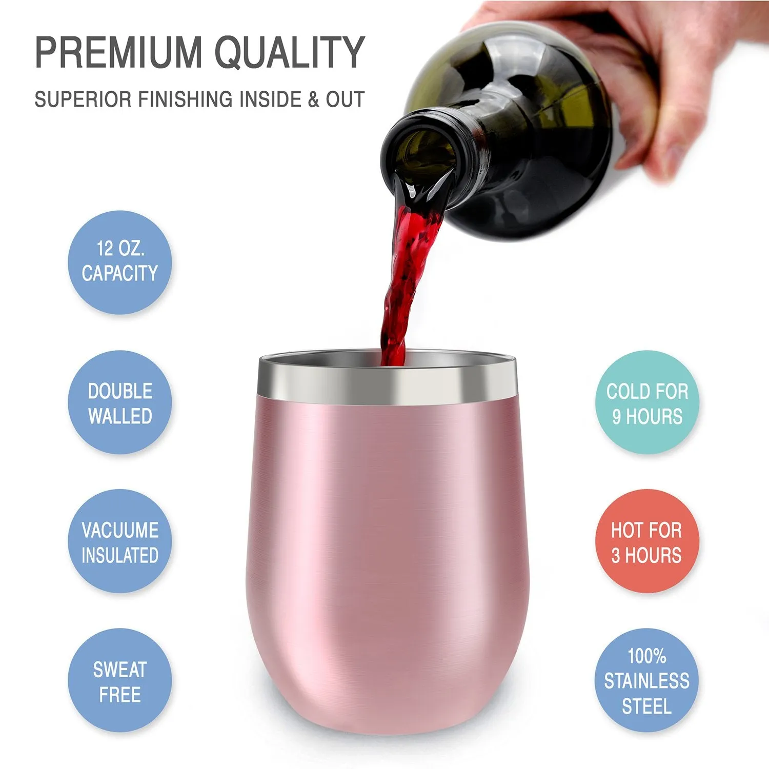 CHILLOUT LIFE 12 oz Stainless Steel Wine Tumbler 2 Pack for Coffee, Wine, Cocktails, Ice Cream