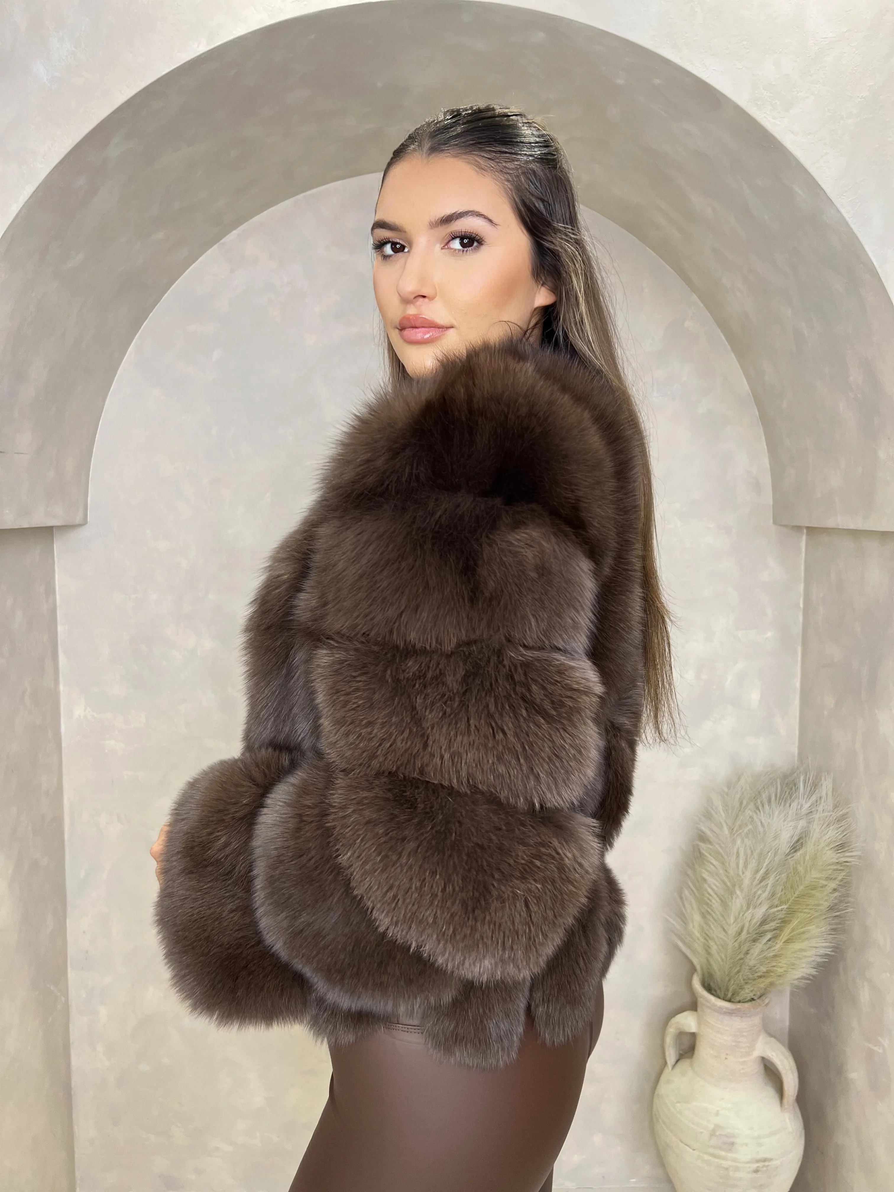 Chocolate Luxury Fur Vertical Pelt Coat