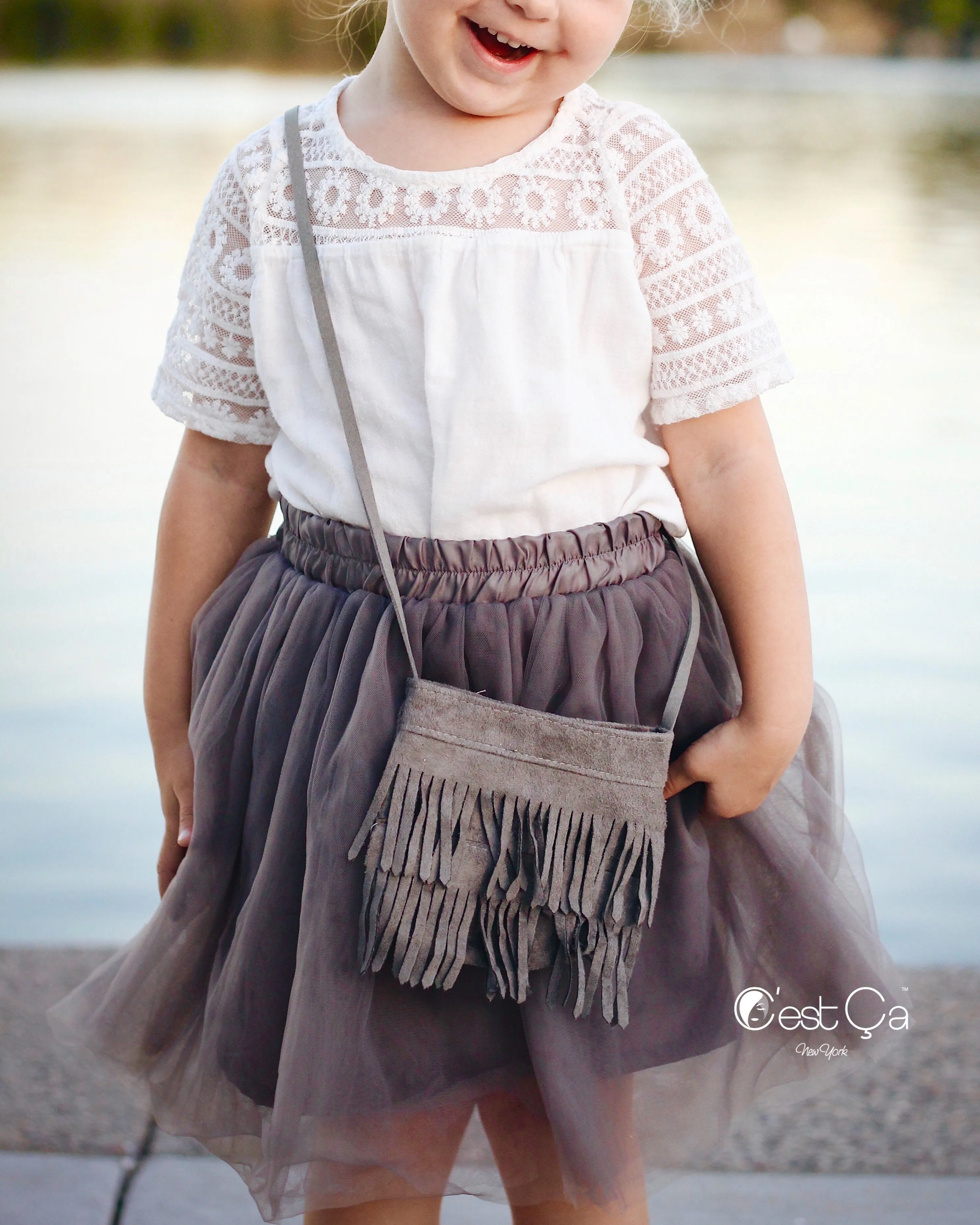 Claire Kids Ash Gray Soft Tulle Skirt