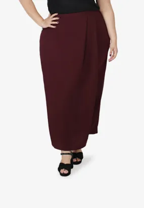 Clarke Skirt Overlay Ankle Pants - Burgundy