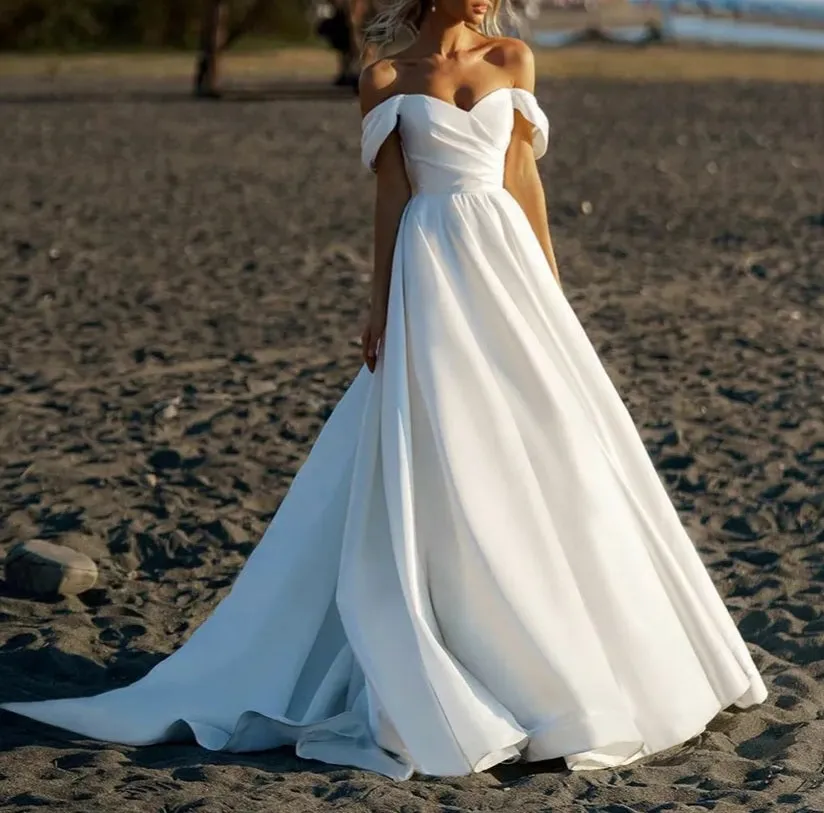 Classic All Over Satin Wedding Gown All Sizes/Colors