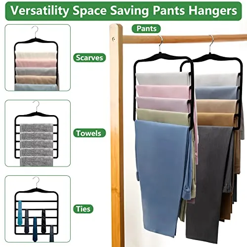 Closet Organizers and Storage,3 Pack Organization and Storage Pants-Hangers-Space-Saving,Velvet Hanger for Closet Organizer,Dorm Room Essentials for College Students Girls Boys Guys Hanging Jean Scarf