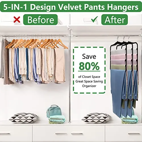 Closet Organizers and Storage,3 Pack Organization and Storage Pants-Hangers-Space-Saving,Velvet Hanger for Closet Organizer,Dorm Room Essentials for College Students Girls Boys Guys Hanging Jean Scarf