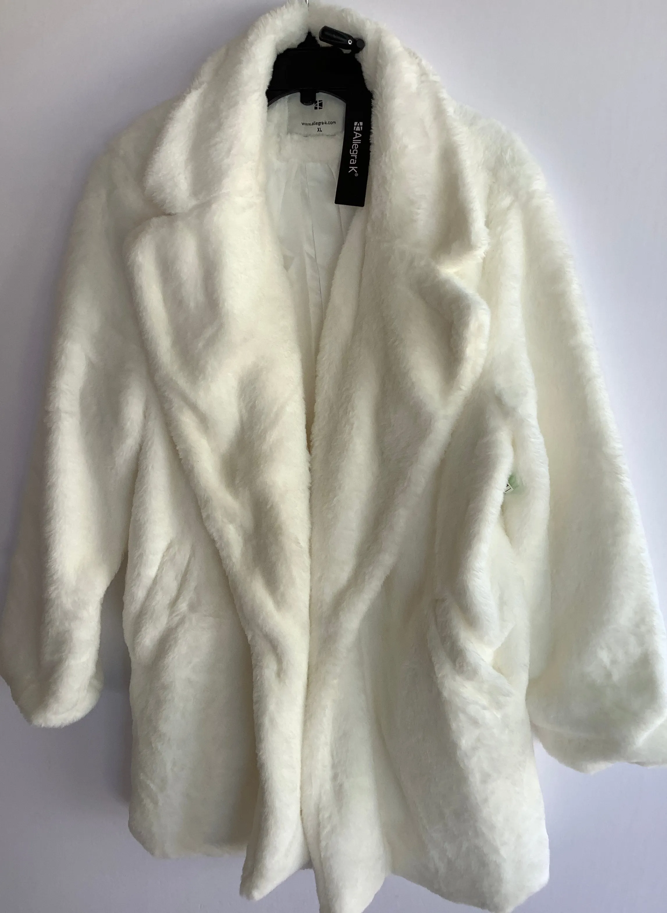 Coat Faux Fur & Sherpa By Allegra K In White, Size: Xl