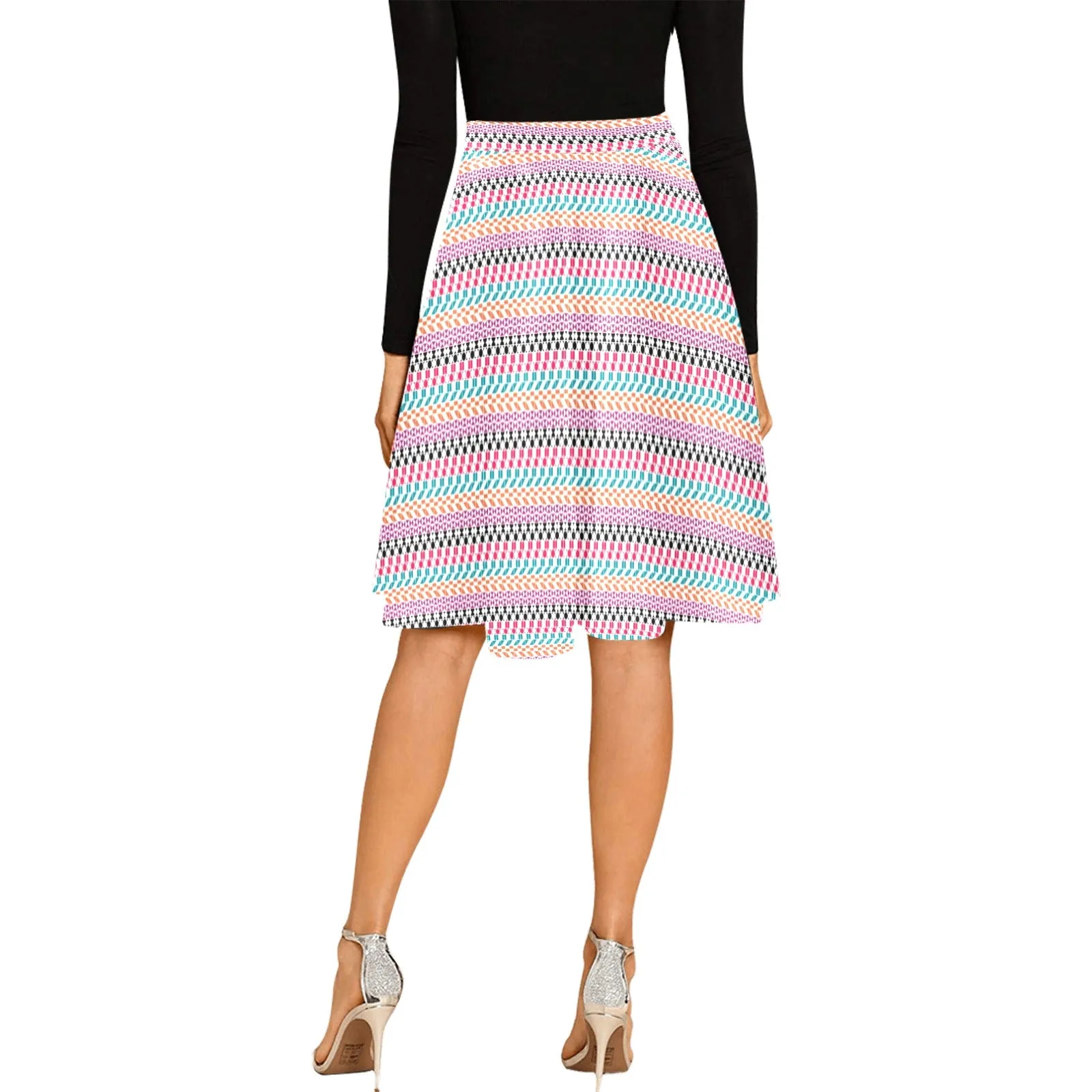 color geo print 5A Melete Pleated Midi Skirt (Model D15)