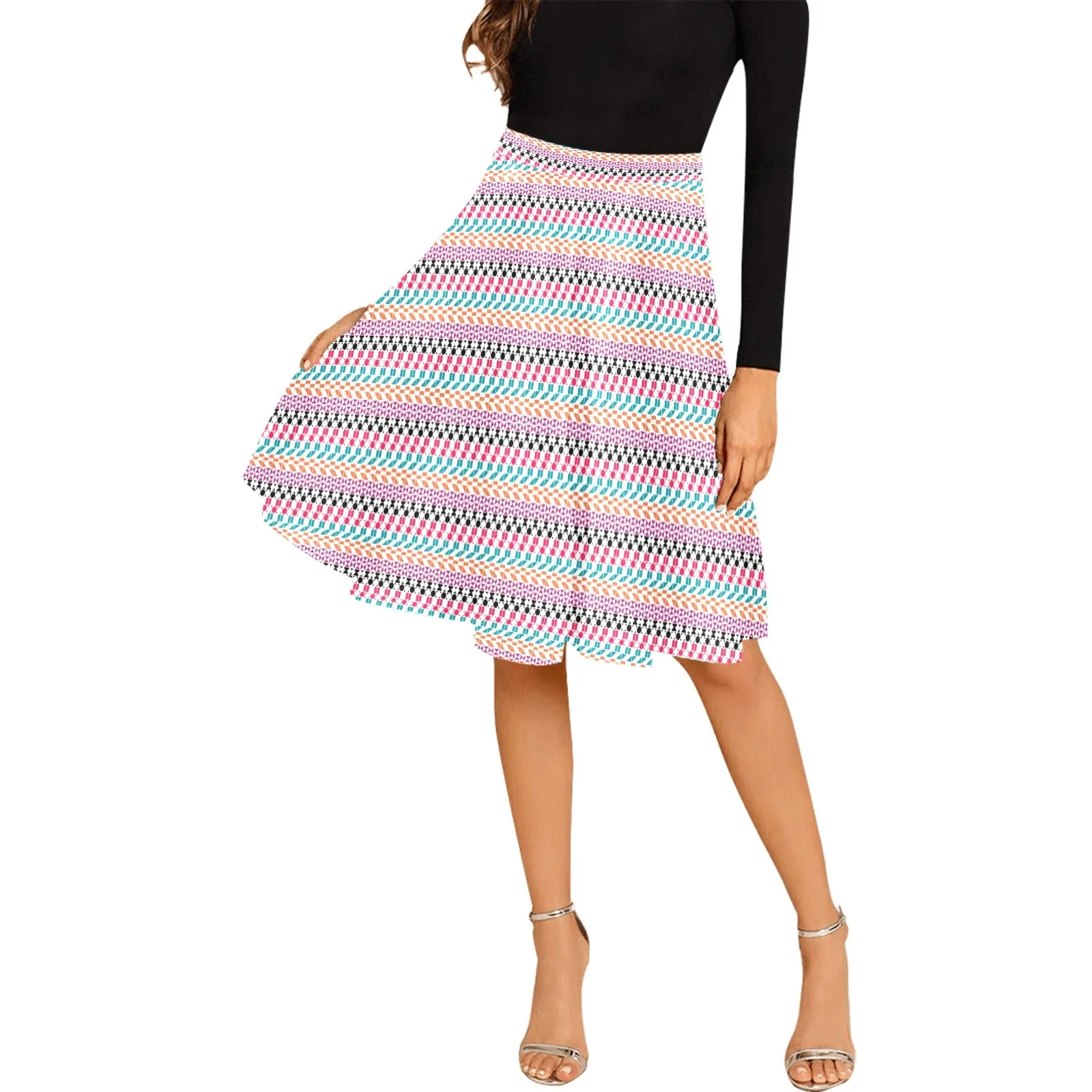 color geo print 5A Melete Pleated Midi Skirt (Model D15)