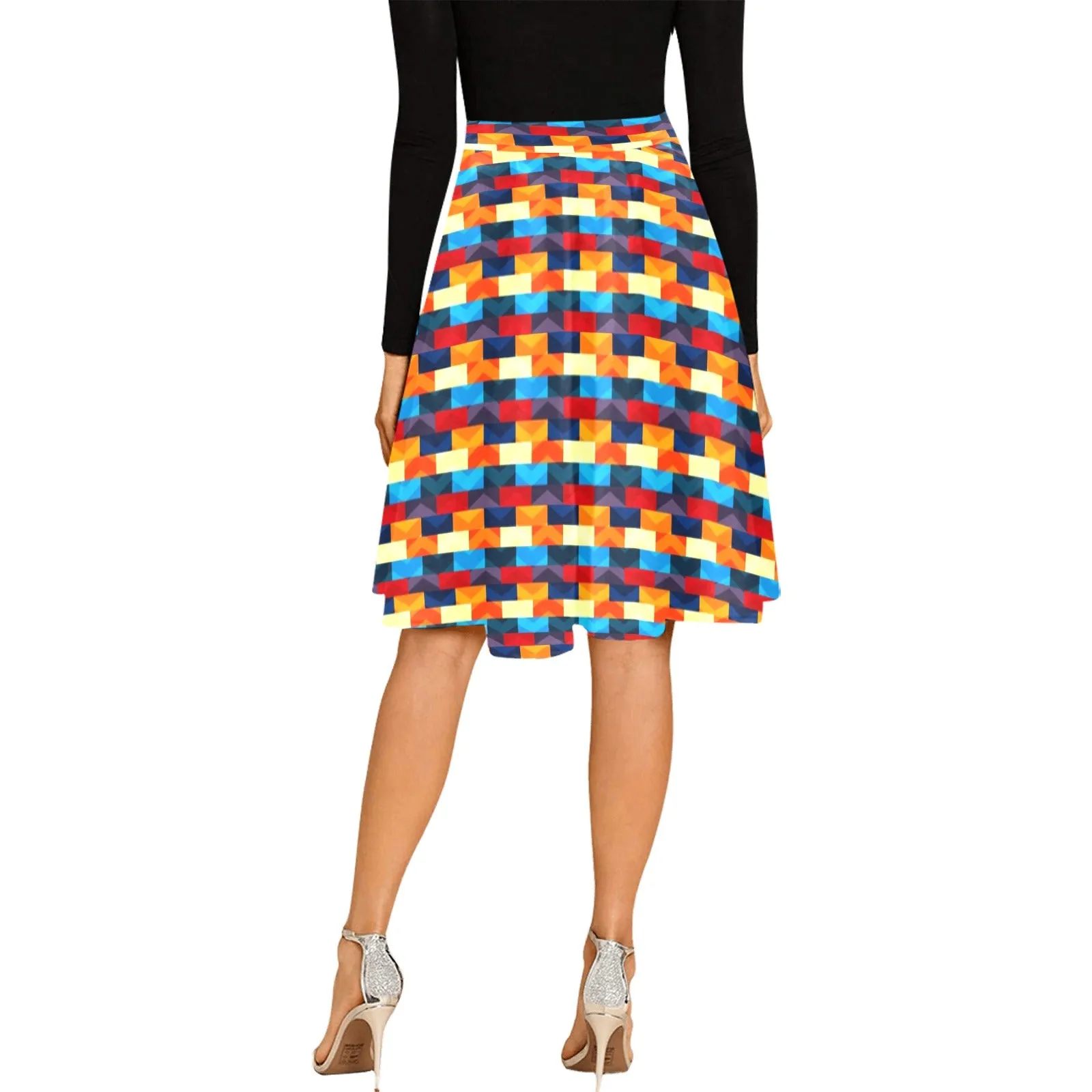 color scheme print 10 Melete Pleated Midi Skirt (Model D15)