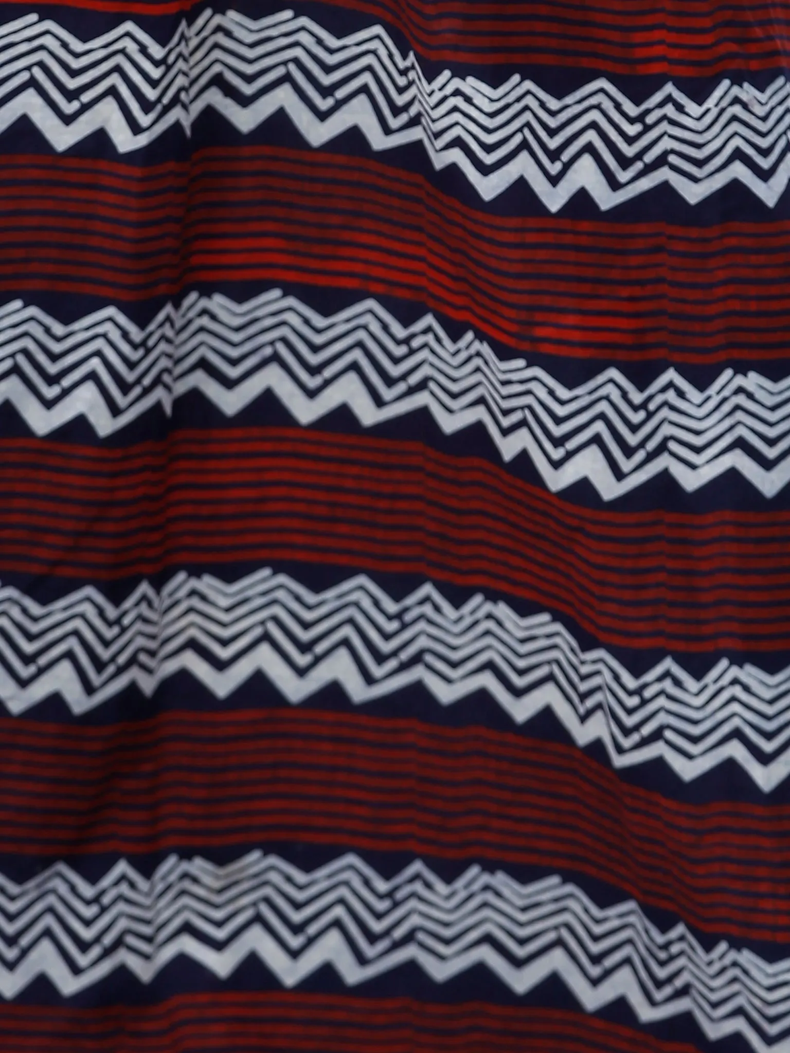 Crimson Red Indigo white Hand Block Printed Straight Skirt With Side Slits - S40FXXX