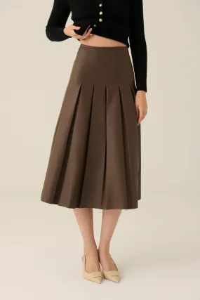 Delicate faux leather pleated midi skirt