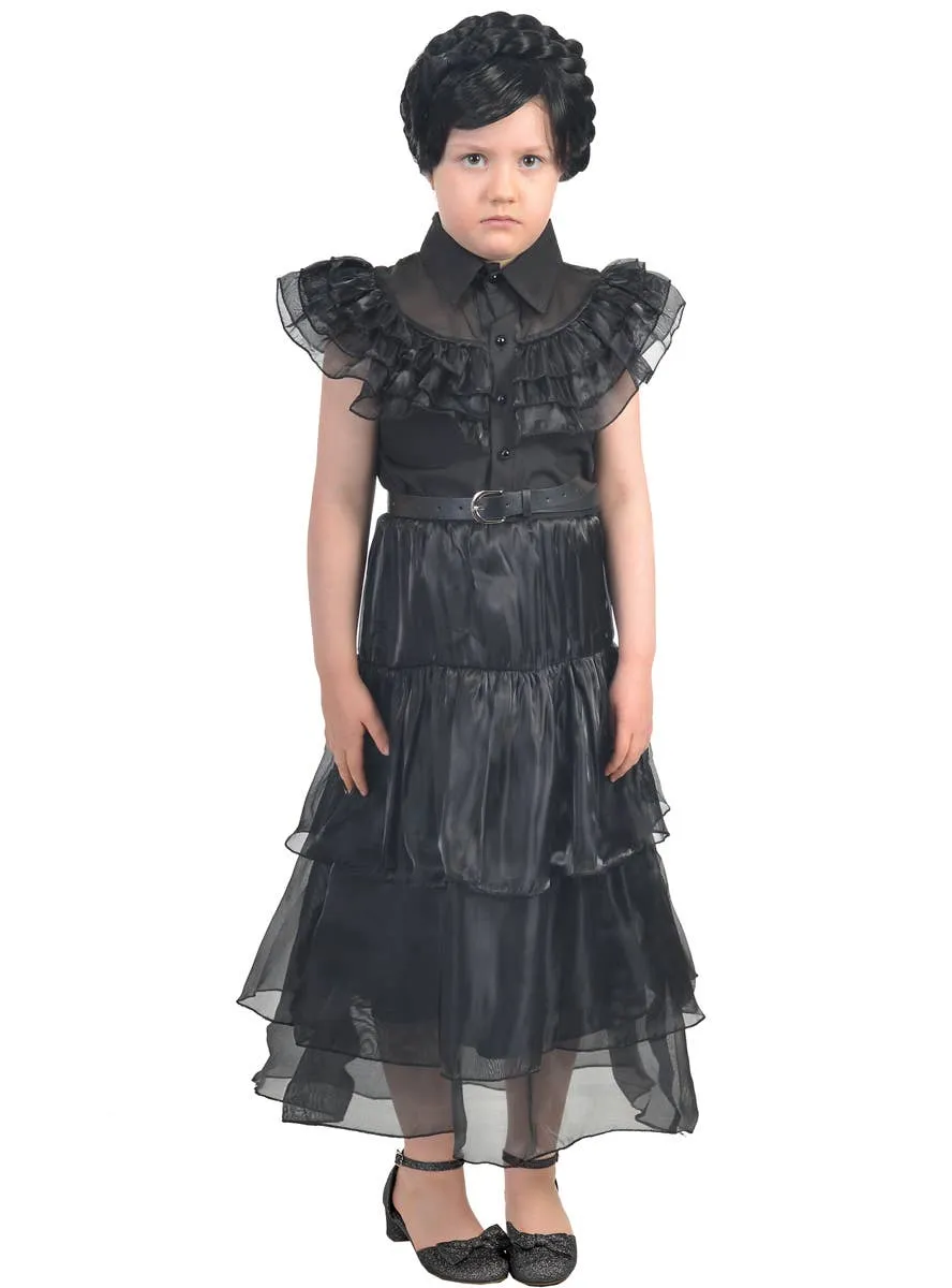 Deluxe Girls Wednesday Black Party Dress Costume