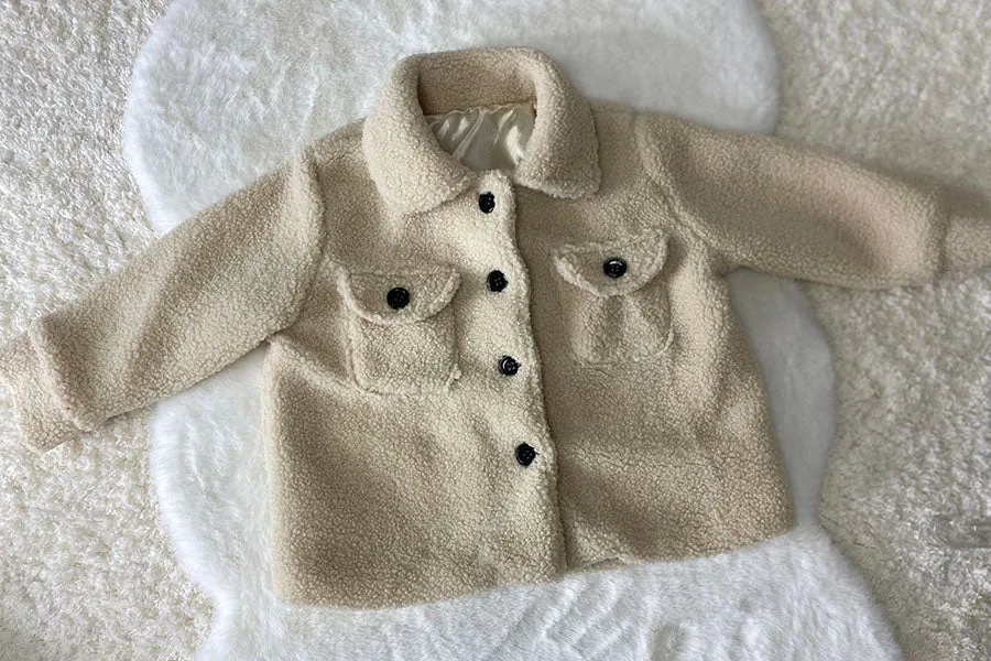 DLH2732 Kids cream sherpa long sleeve girls coat for 6month-12Year