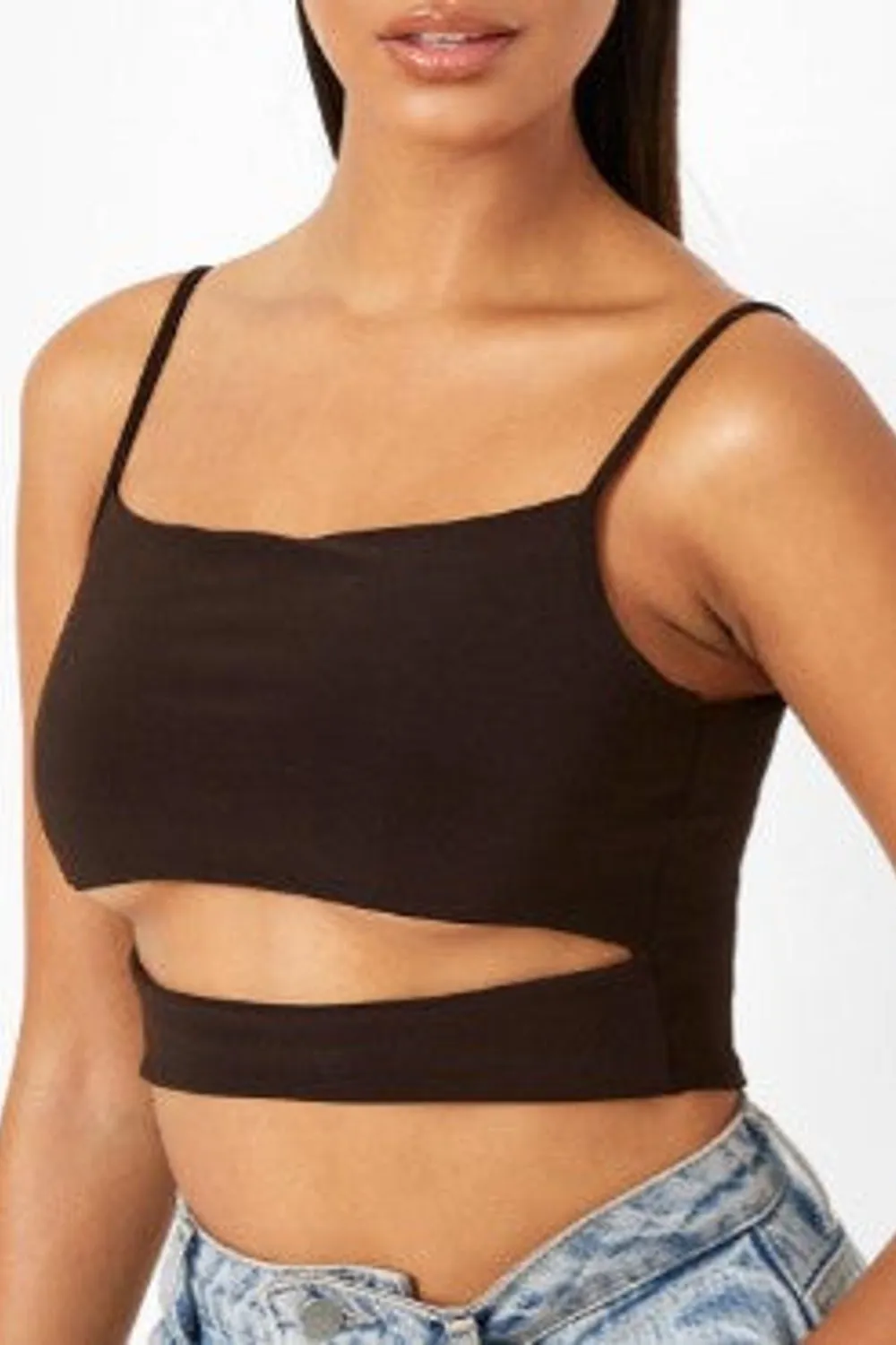 Double Layer Slinky Cut Out Square Cami Top