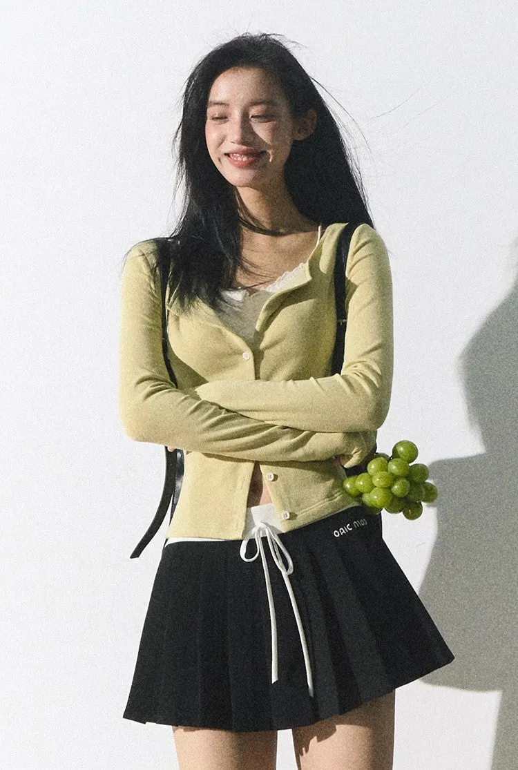 Drawstring Pleated Tennis Skirt