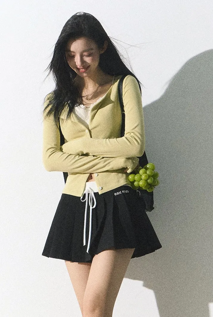 Drawstring Pleated Tennis Skirt