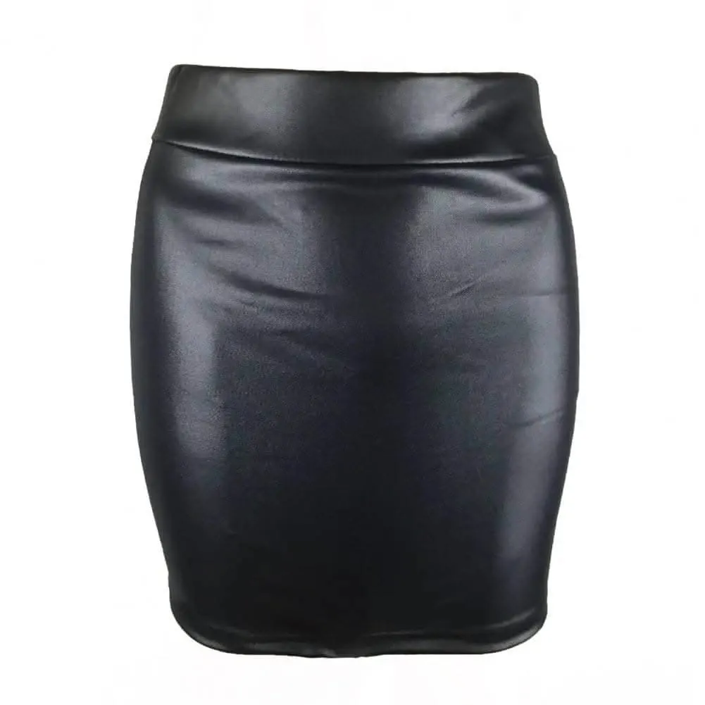 Elegant Faux Leather High Waist Mini Skirt by SANWOOD