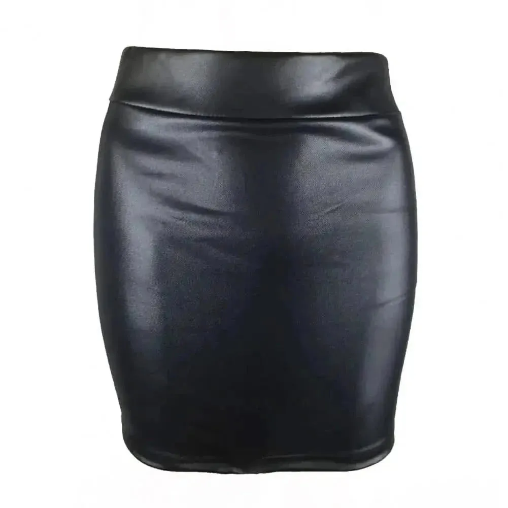 Elegant Faux Leather High Waist Mini Skirt by SANWOOD