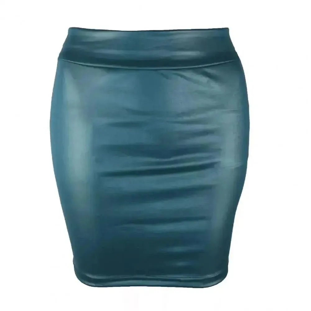 Elegant Faux Leather High Waist Mini Skirt by SANWOOD