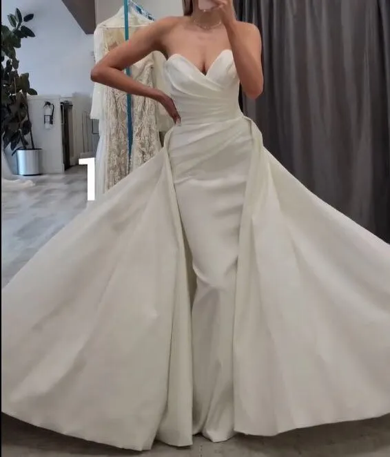 Elegant Simple Satin Mermaid & Train Wedding Gown Set All Sizes/Colors