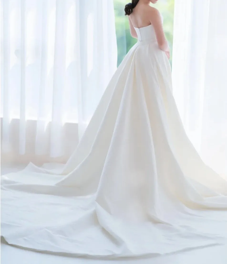 Elegant Simple Satin Mermaid & Train Wedding Gown Set All Sizes/Colors