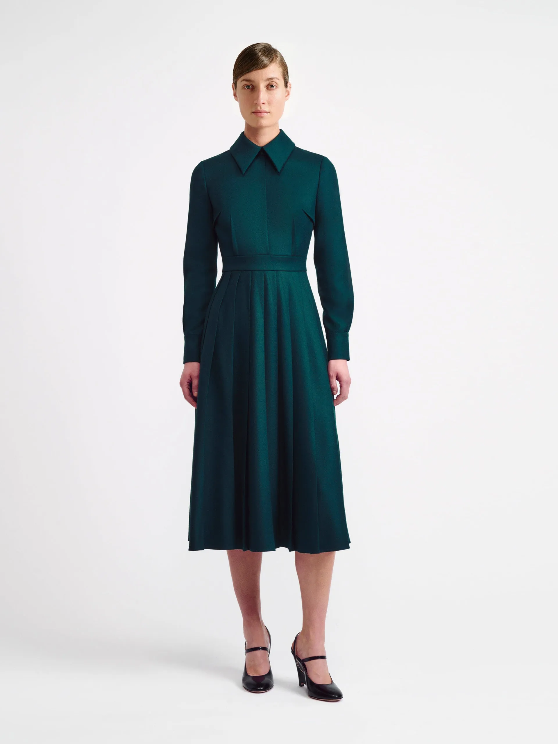 Emerald green flanella Maram shirt dress