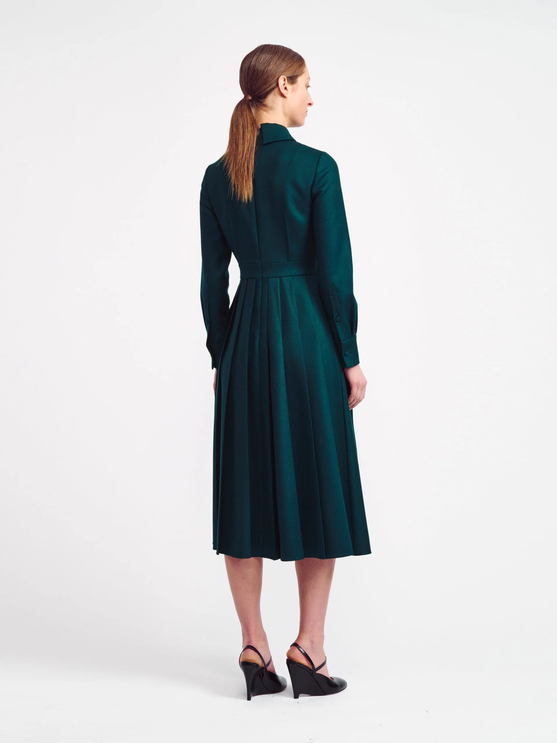 Emerald green flanella Maram shirt dress