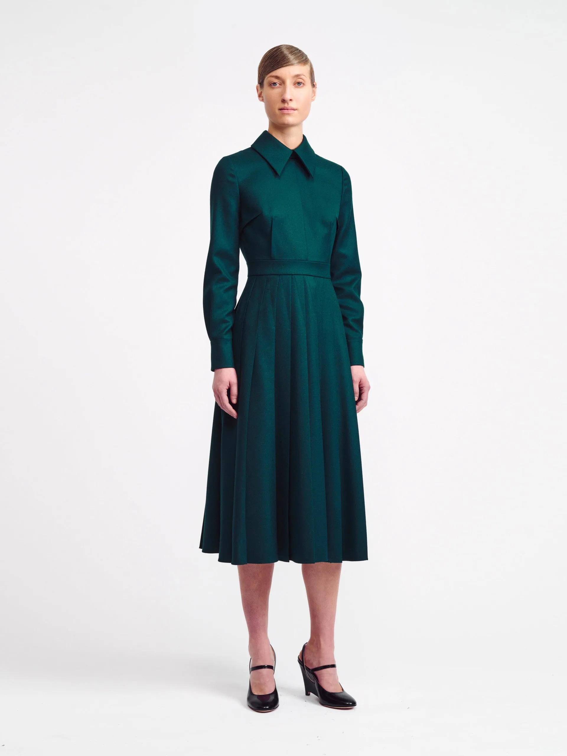 Emerald green flanella Maram shirt dress