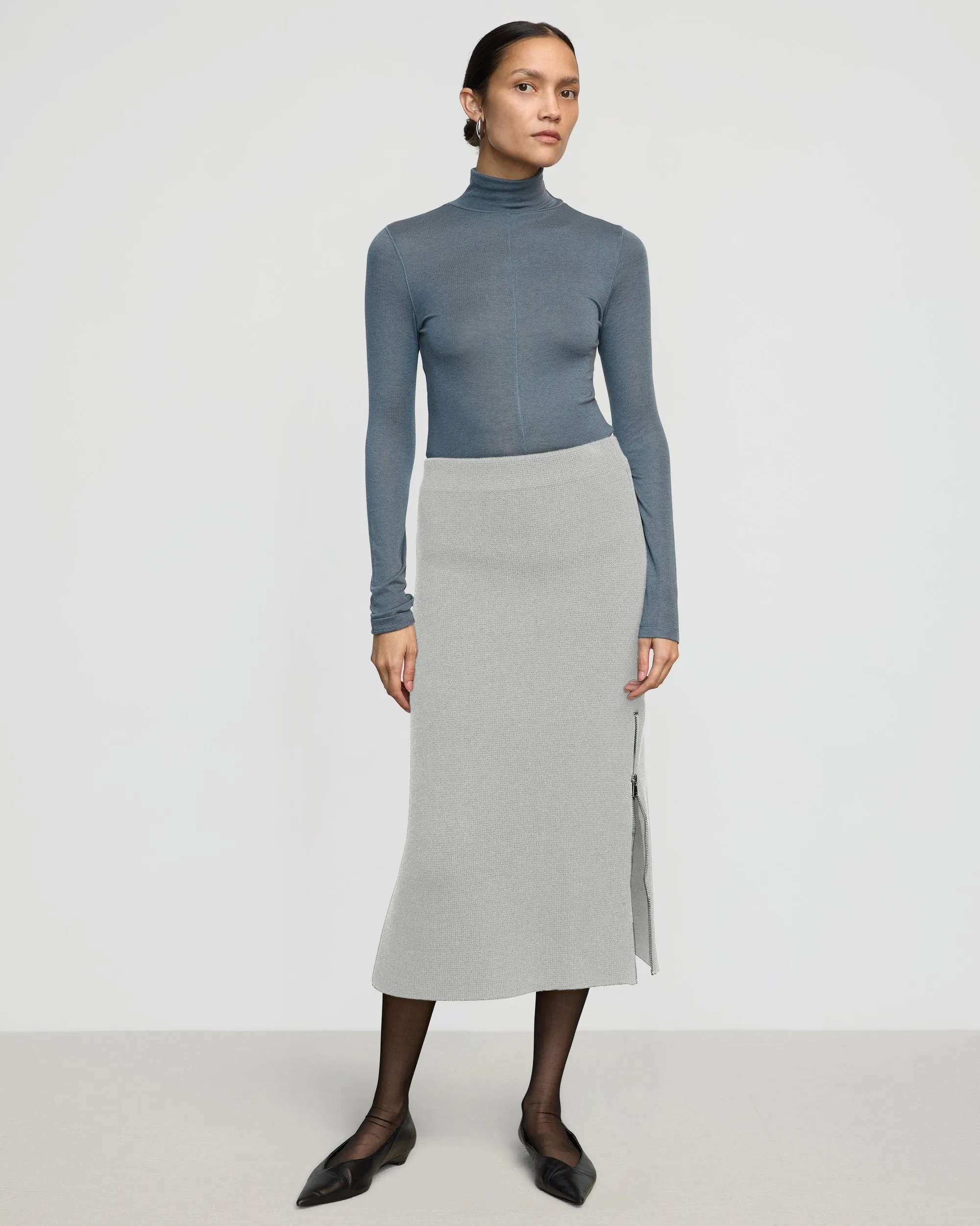 Esti Side-Zip Organic Cotton-Wool Skirt