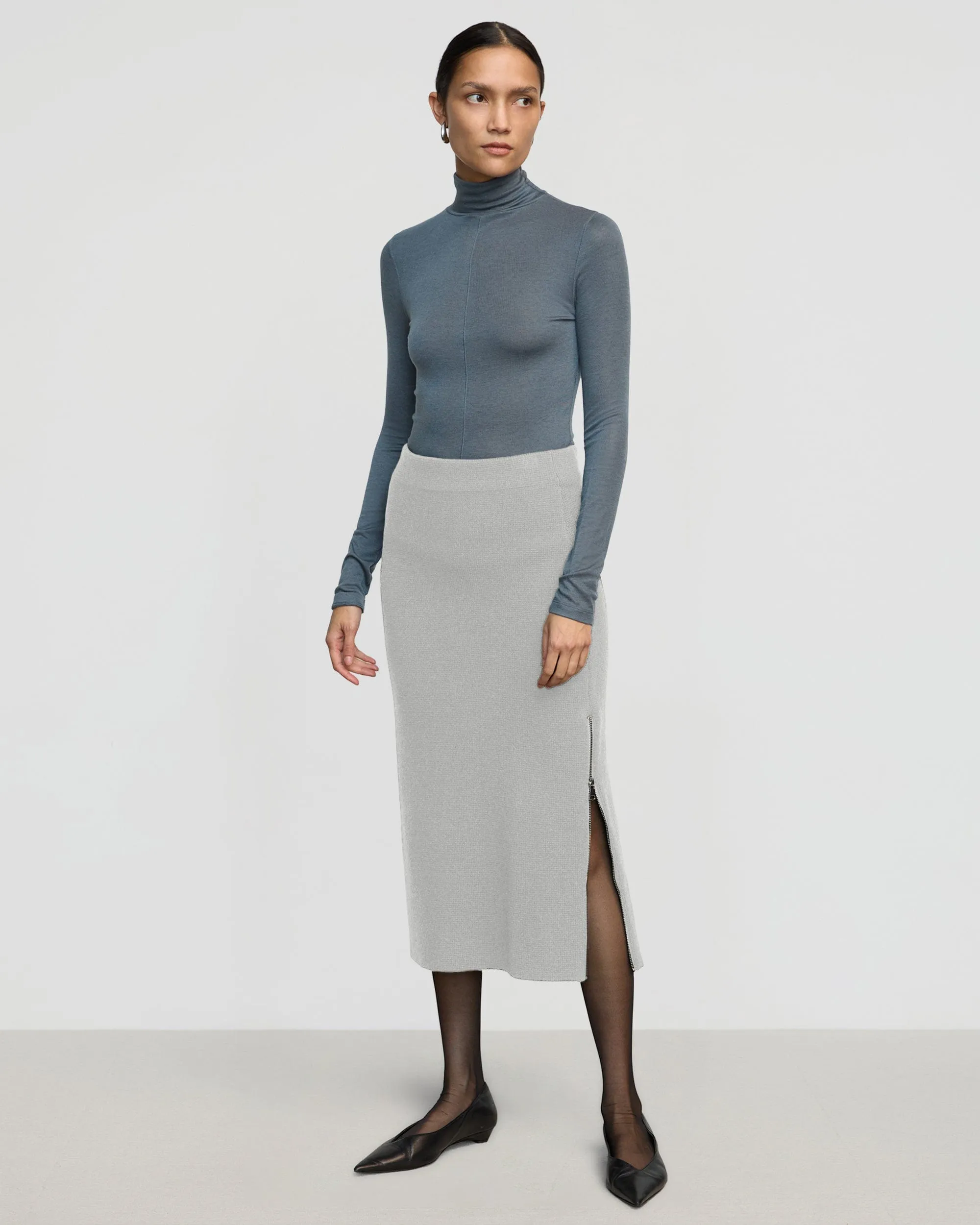 Esti Side-Zip Organic Cotton-Wool Skirt