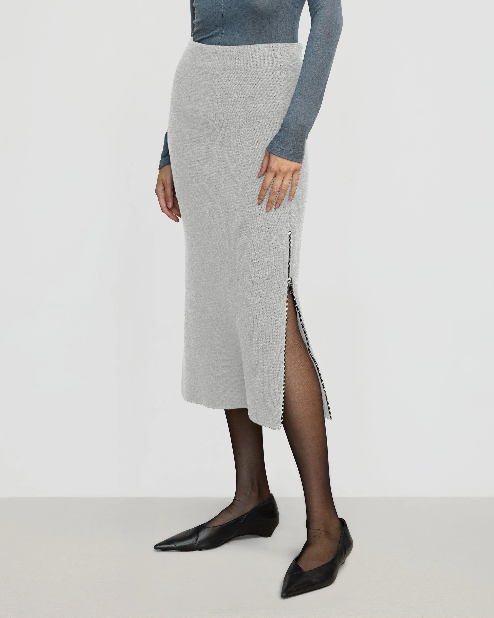 Esti Side-Zip Organic Cotton-Wool Skirt