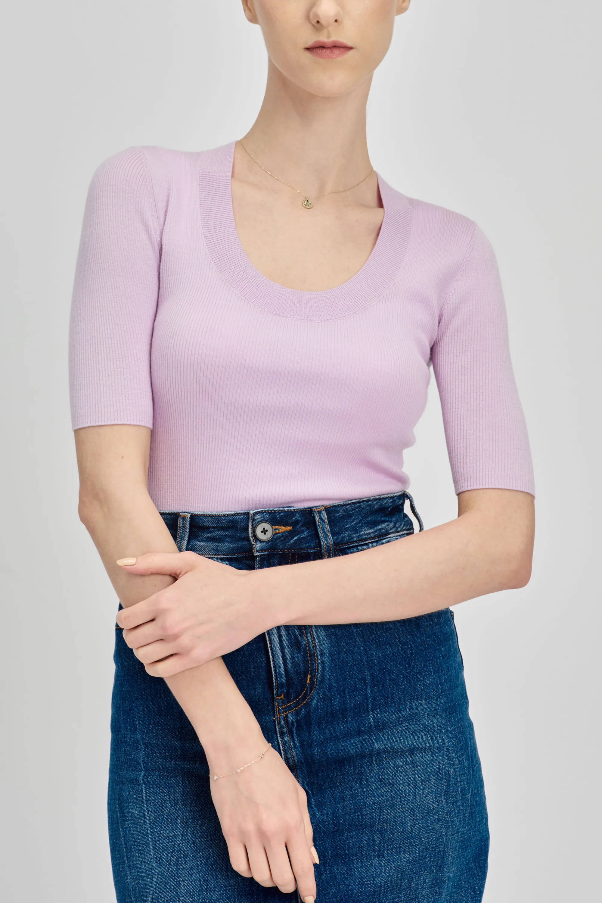 EVA crew mid-sleeve pullover (Lilac)