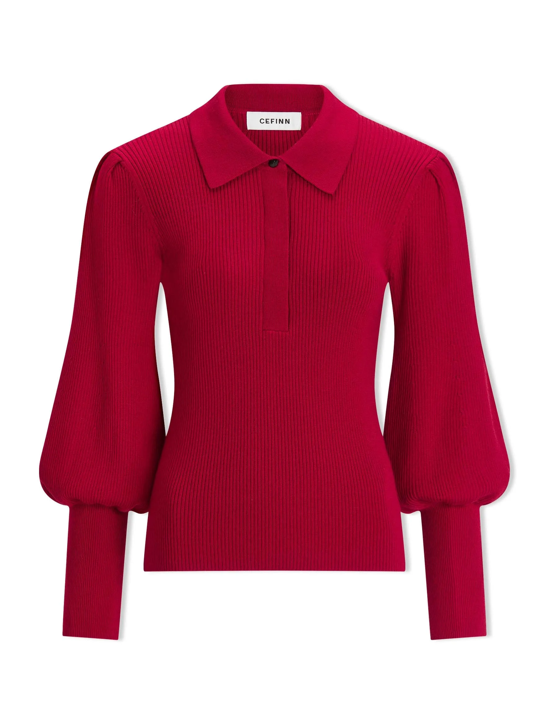 Eva Merino Wool Collared Jumper - Red