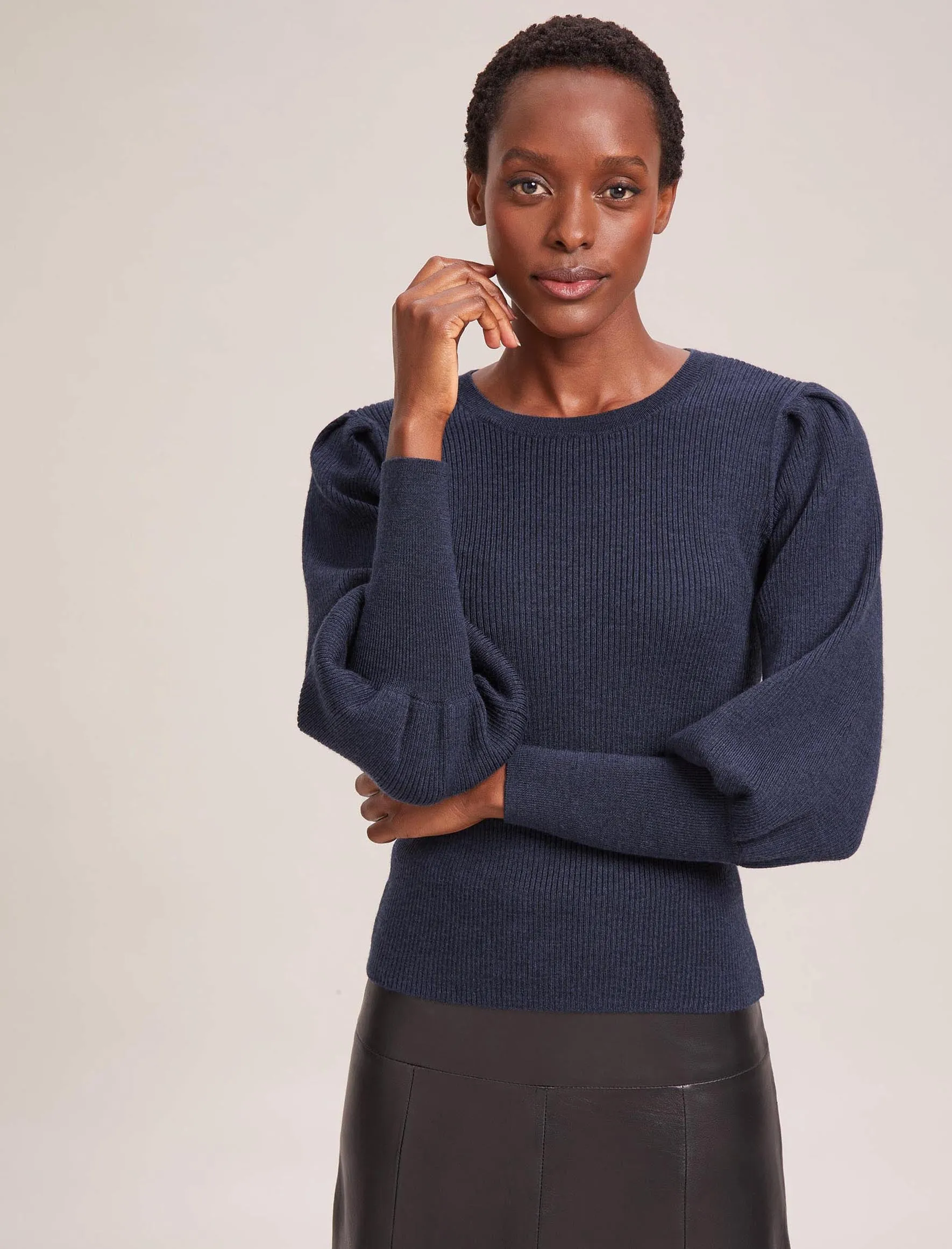 Eva Wool Crew Neck Jumper - Denim Blue