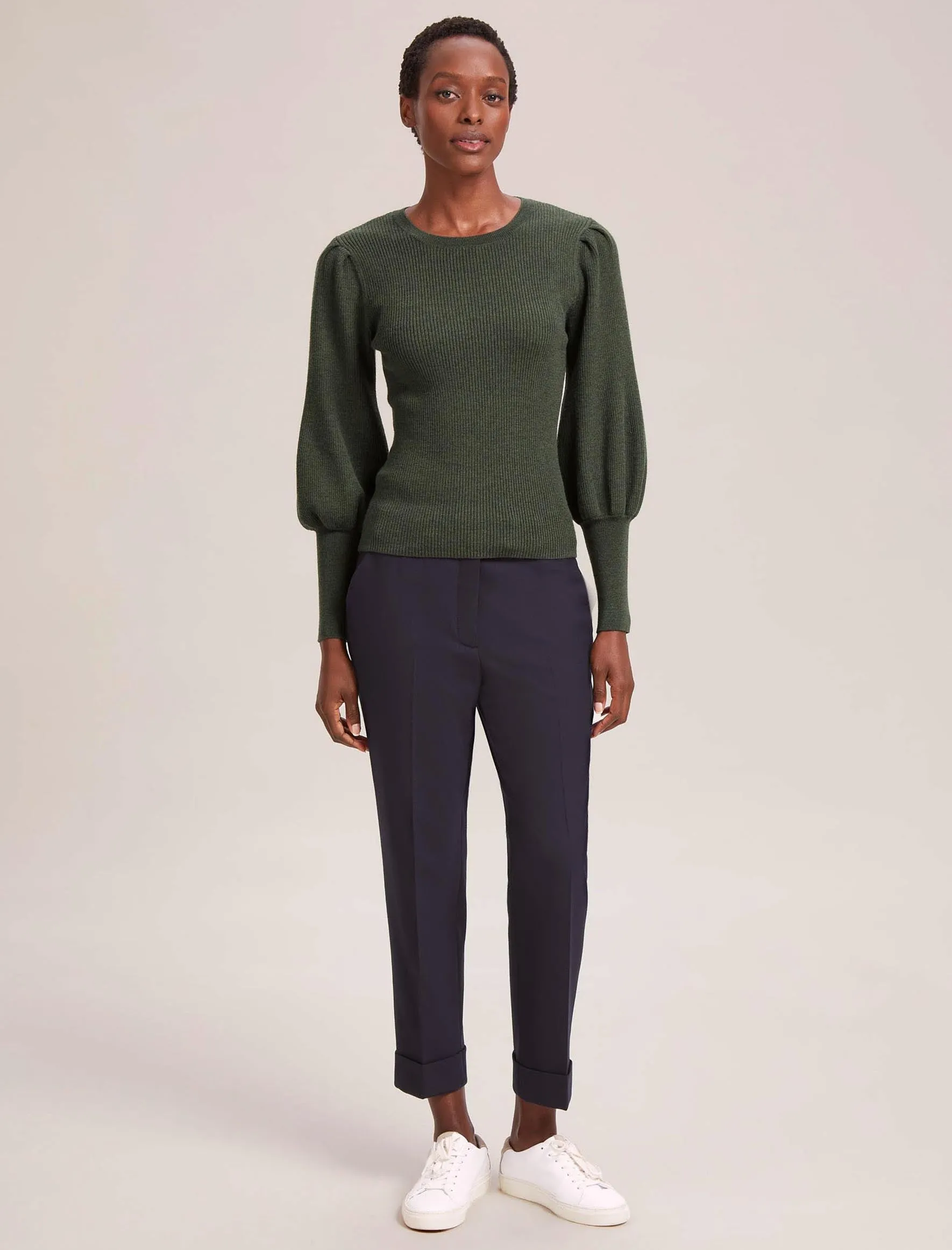 Eva Wool Crew Neck Jumper - Khaki