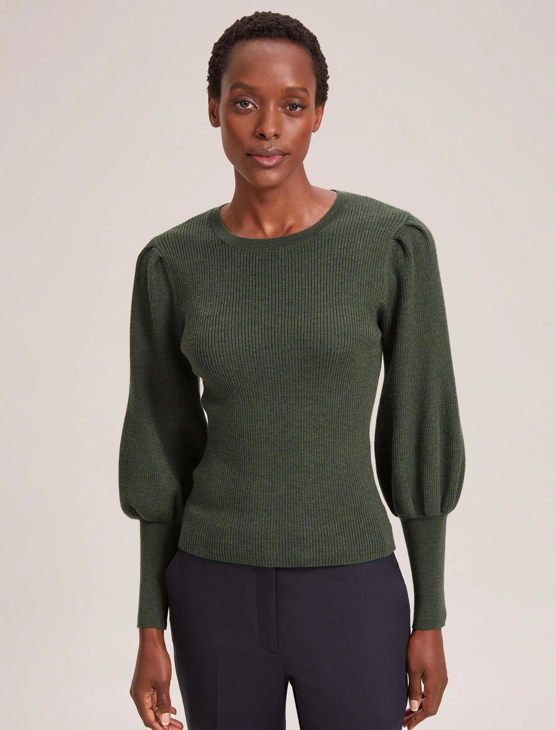 Eva Wool Crew Neck Jumper - Khaki