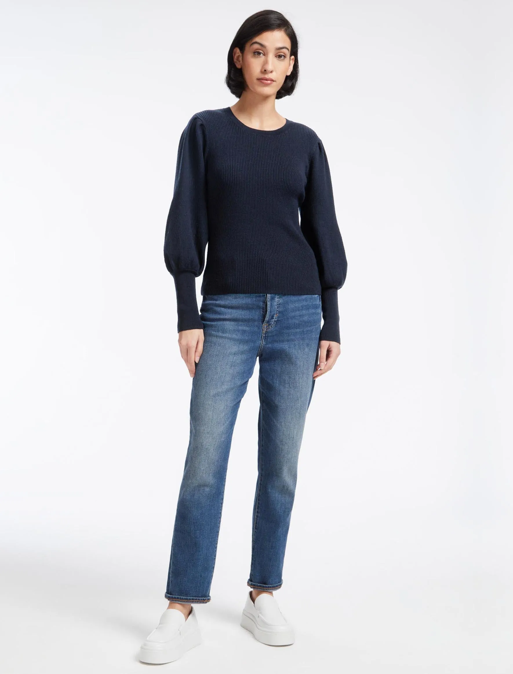 Eva Wool Crew Neck Jumper - Navy