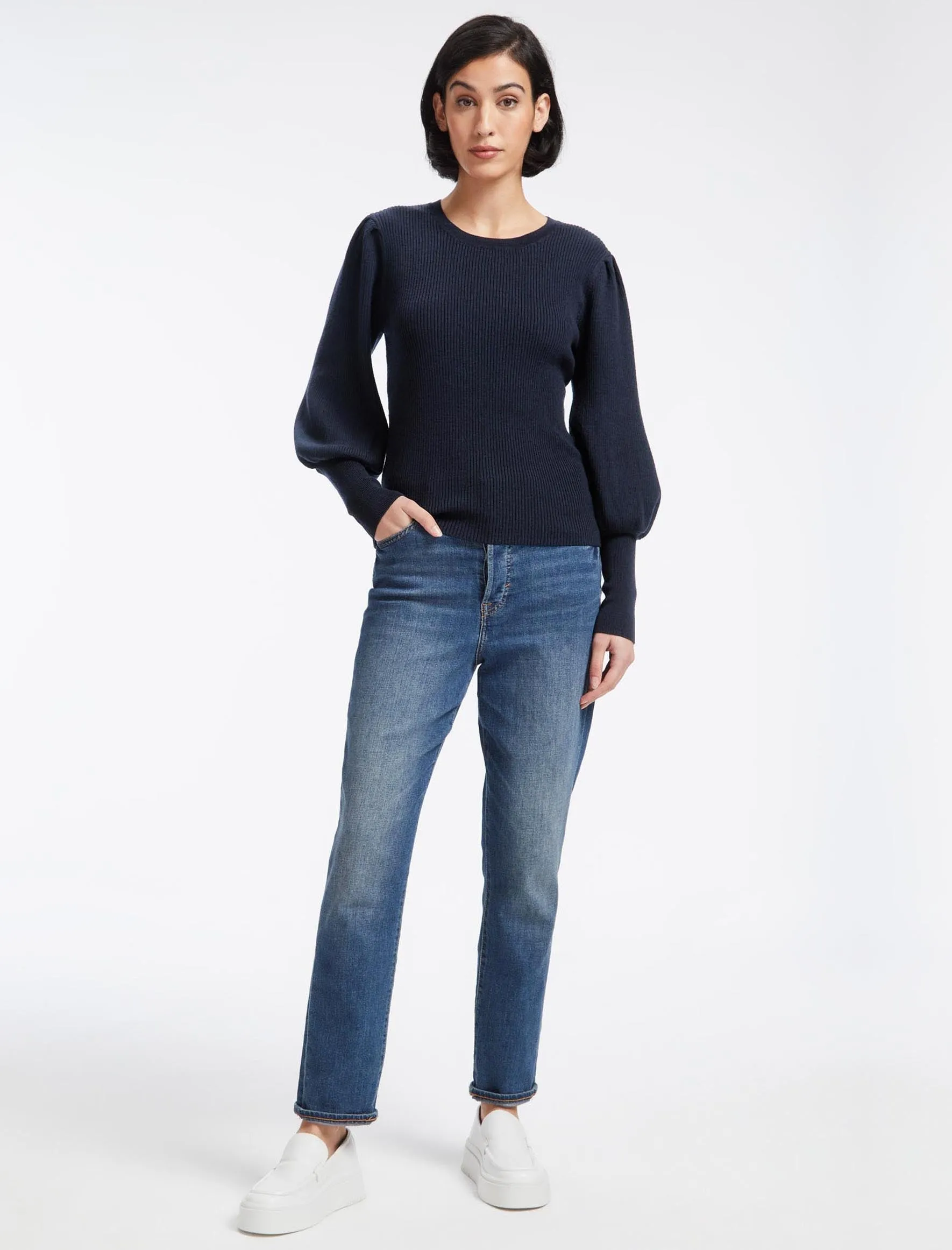 Eva Wool Crew Neck Jumper - Navy