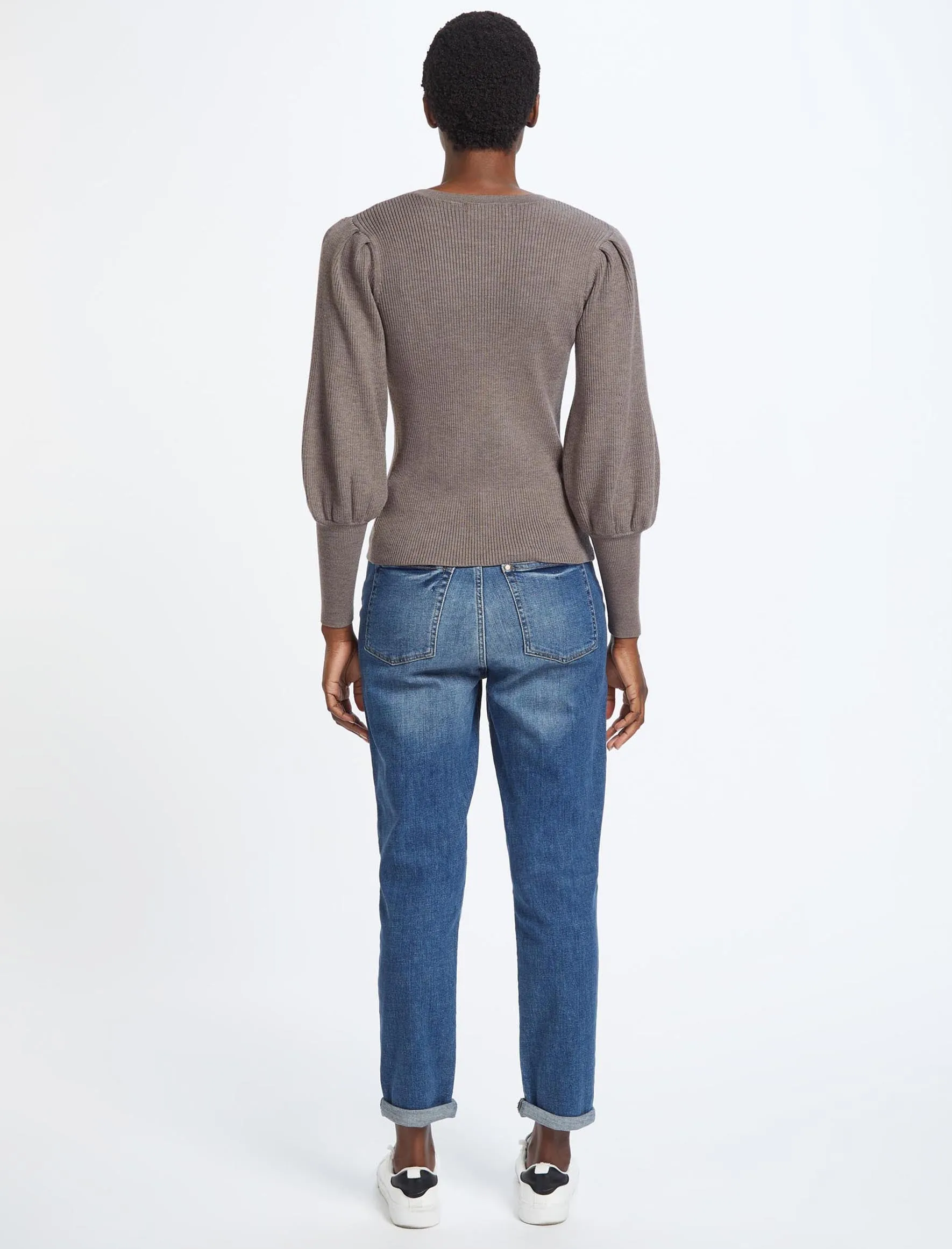 Eva Wool Crew Neck Jumper - Taupe