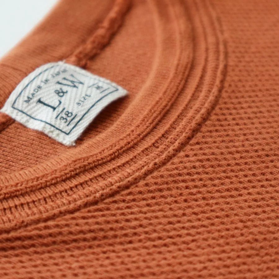 Fine Alan Honeycomb Crewneck Thermal in Orange Brown