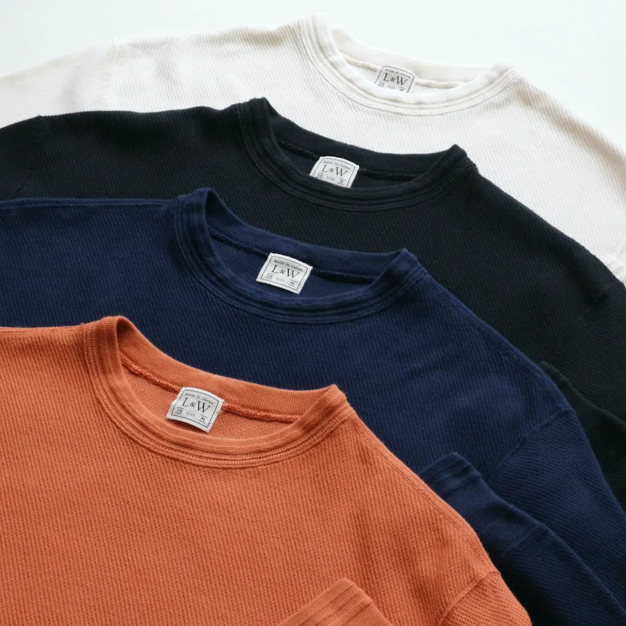 Fine Alan Honeycomb Crewneck Thermal in Orange Brown