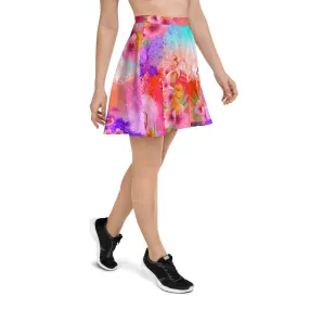 FLAMINGOS CORAL WATERCOLOR OMBRE SKATER SKIRT